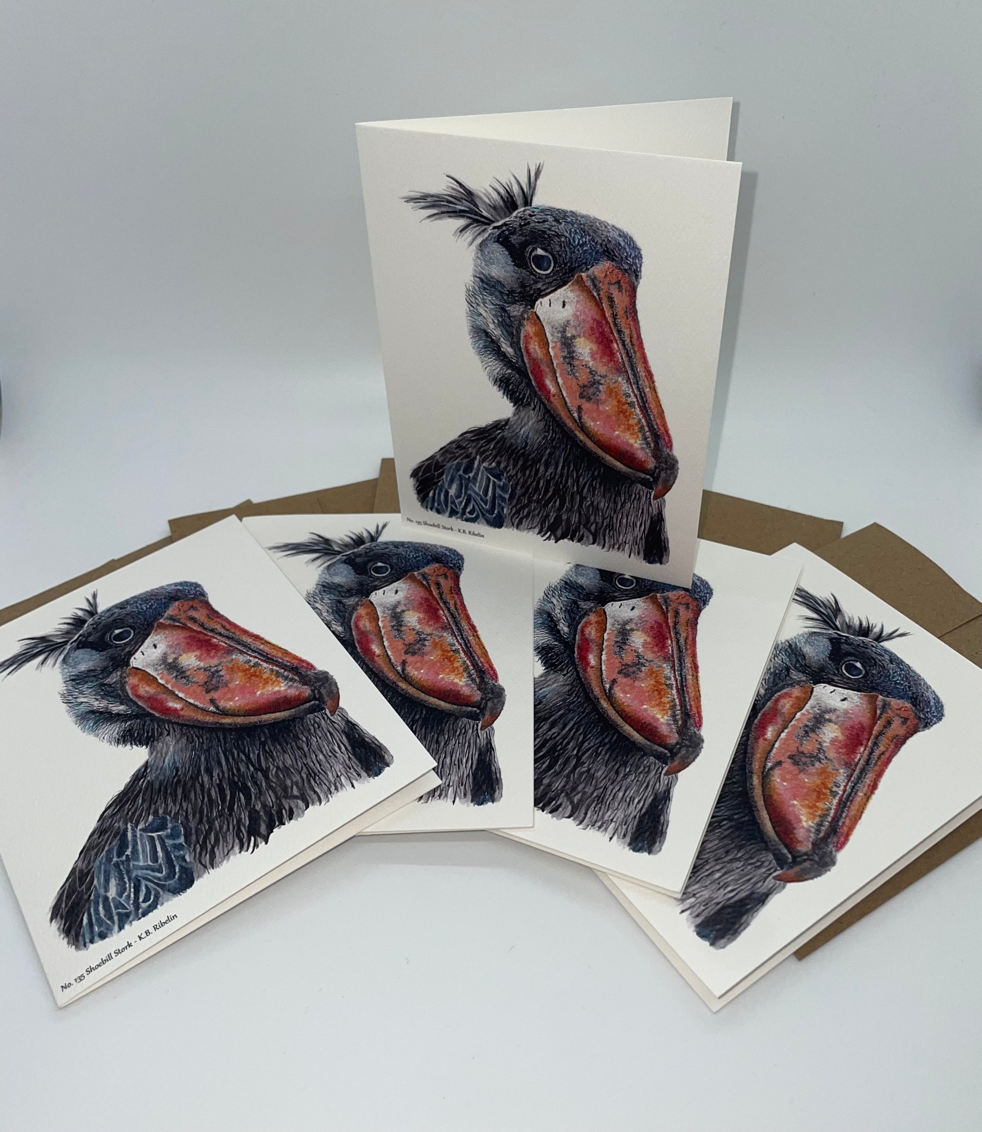Shoebill Stork - Bird Art by KB - Notecard Individual