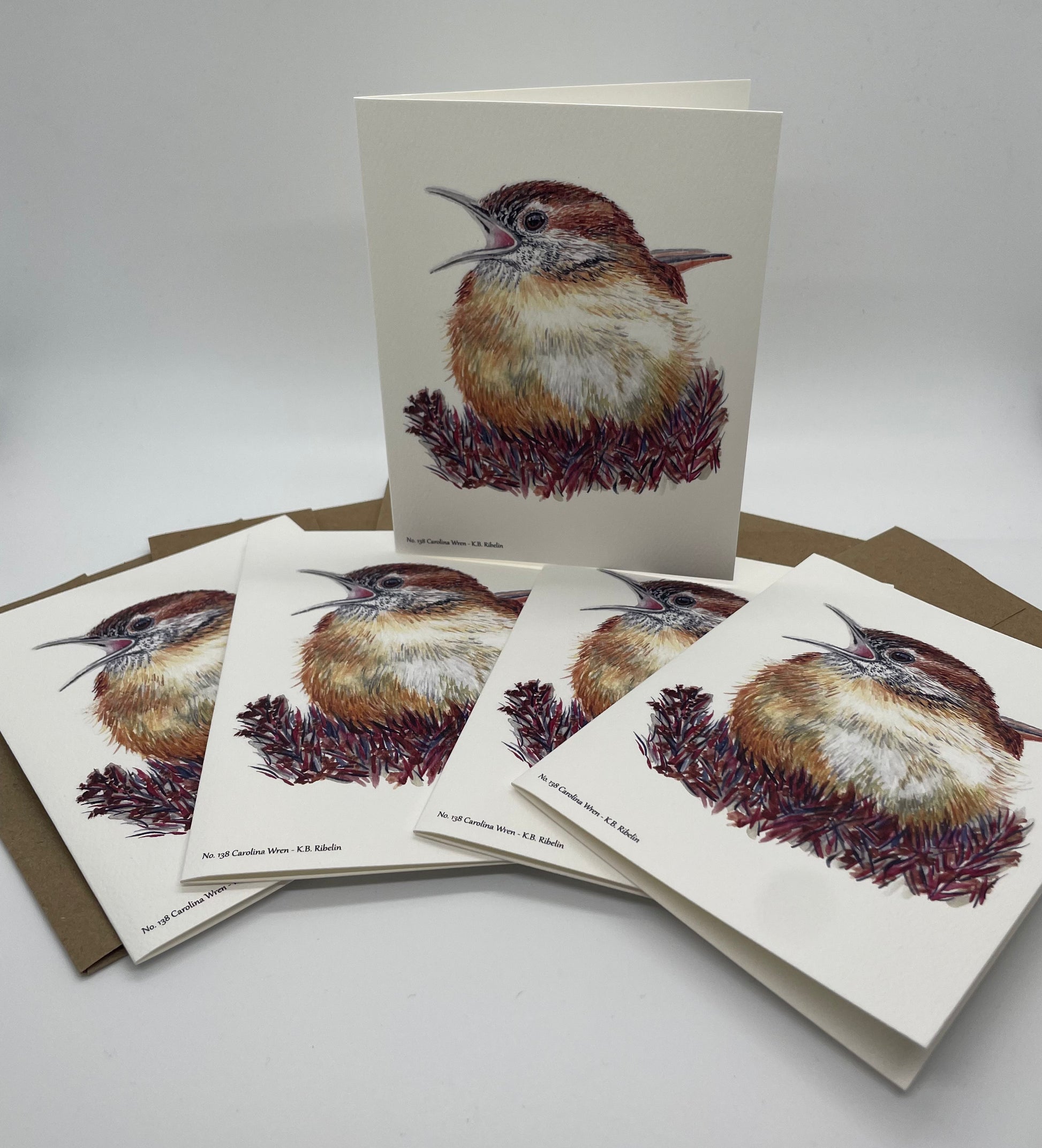Carolina Wren - Bird Art by KB - Notecard Individual