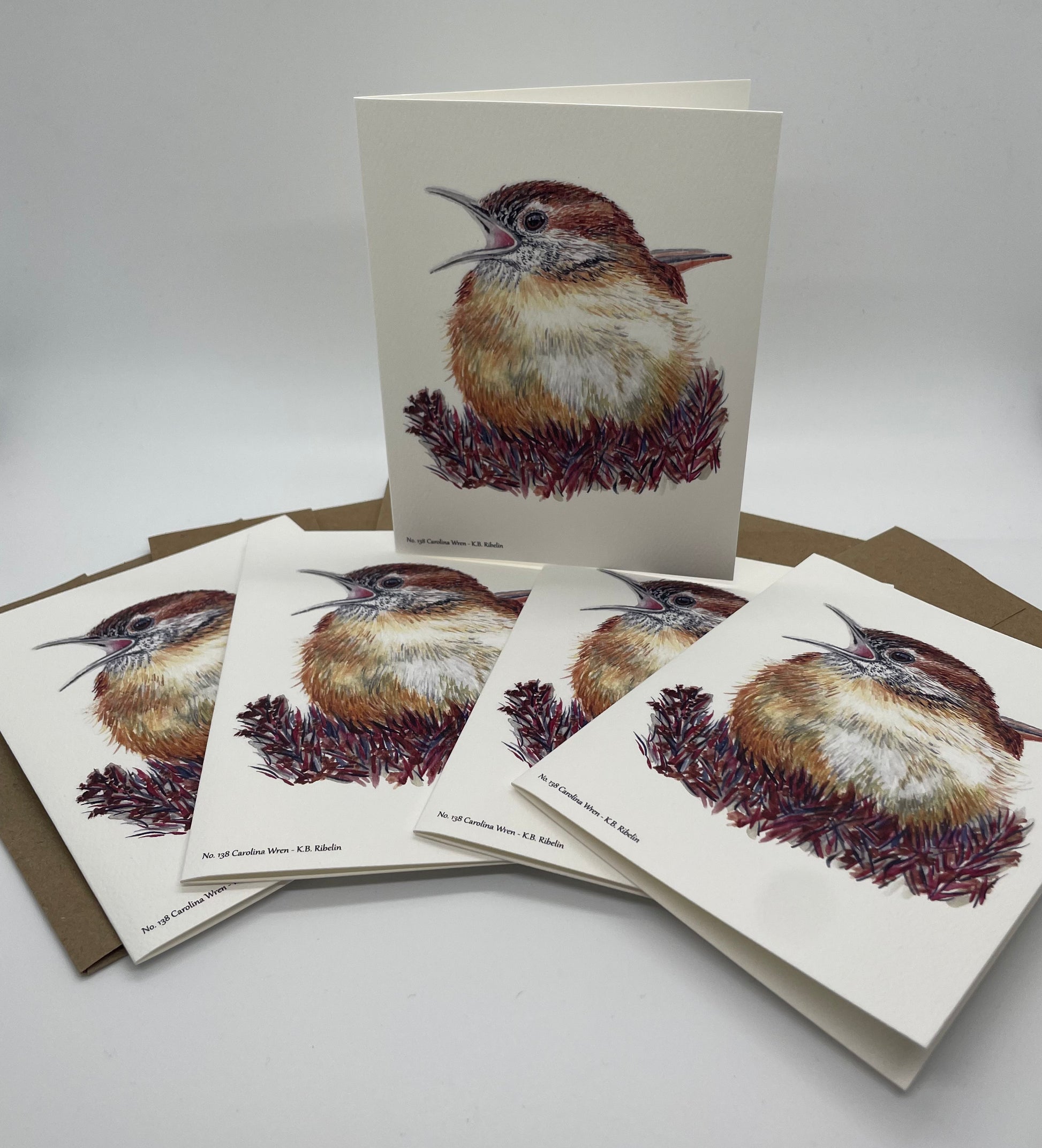 Carolina Wren - Bird Art by KB - Notecard Set