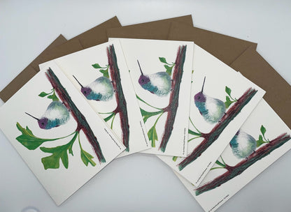 Andean Emerald Hummer - Bird Art by KB - Notecard Set