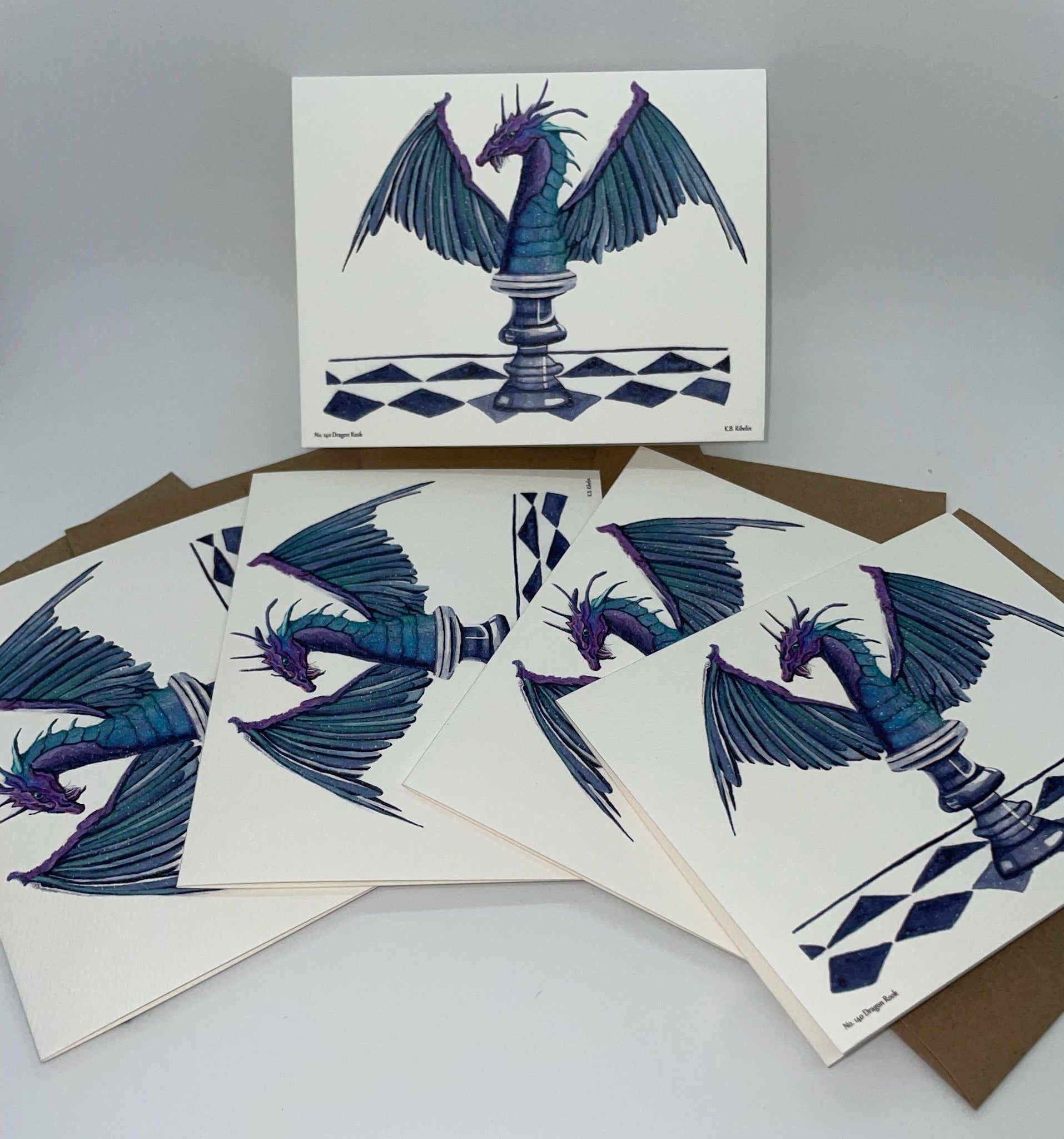 Dragon Rook - Bird Art by KB - Notecard Set