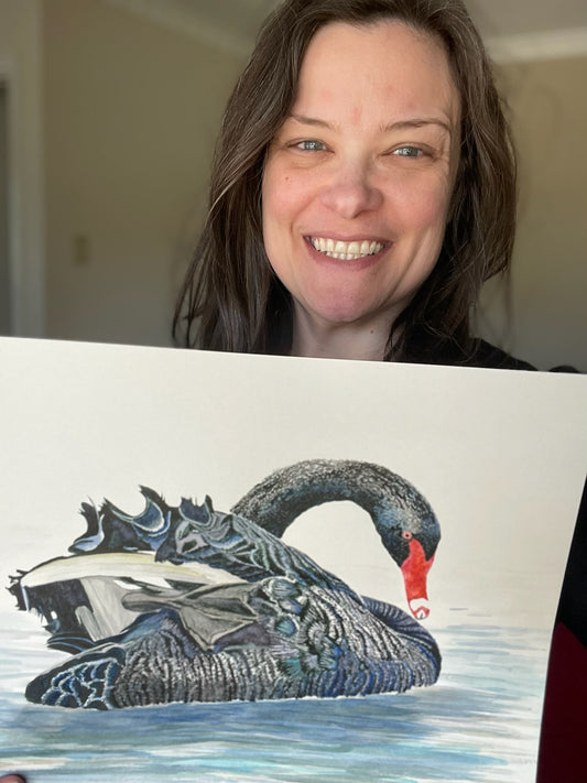 Black Swan - Bird Art by KB - Original