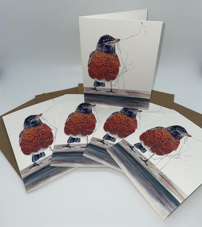 American Robin - Bird Art by KB - Notecard Set
