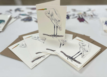 Great White Egret - Bird Art by KB - Notecard Individual