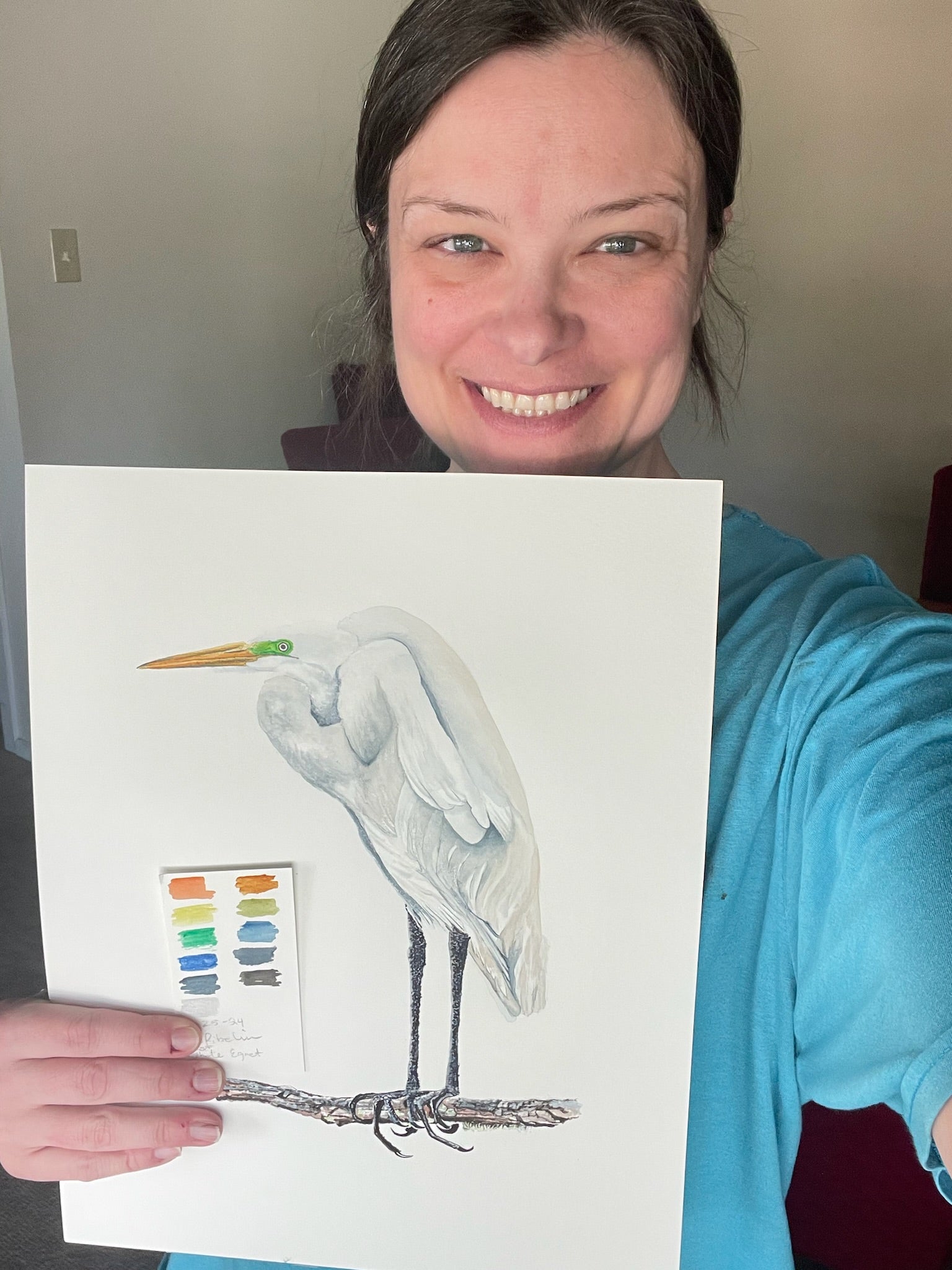 Great White Egret - Bird Art by KB - Original