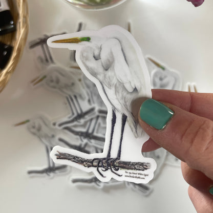 Great White Egret - Bird Art by KB - Sticker