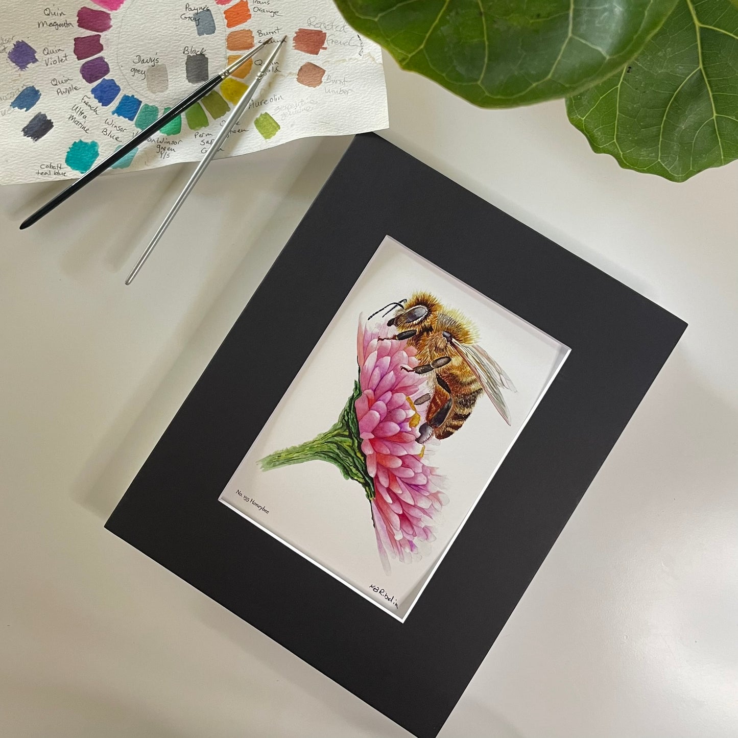 Honey Bee - Bird Art by KB - Giclee Print with Black Mat