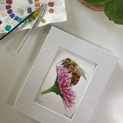 Honey Bee - Bird Art by KB - Giclee Print with White Mat