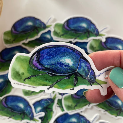 Blue Mint Beetle - Bird Art by KB - Sitcker
