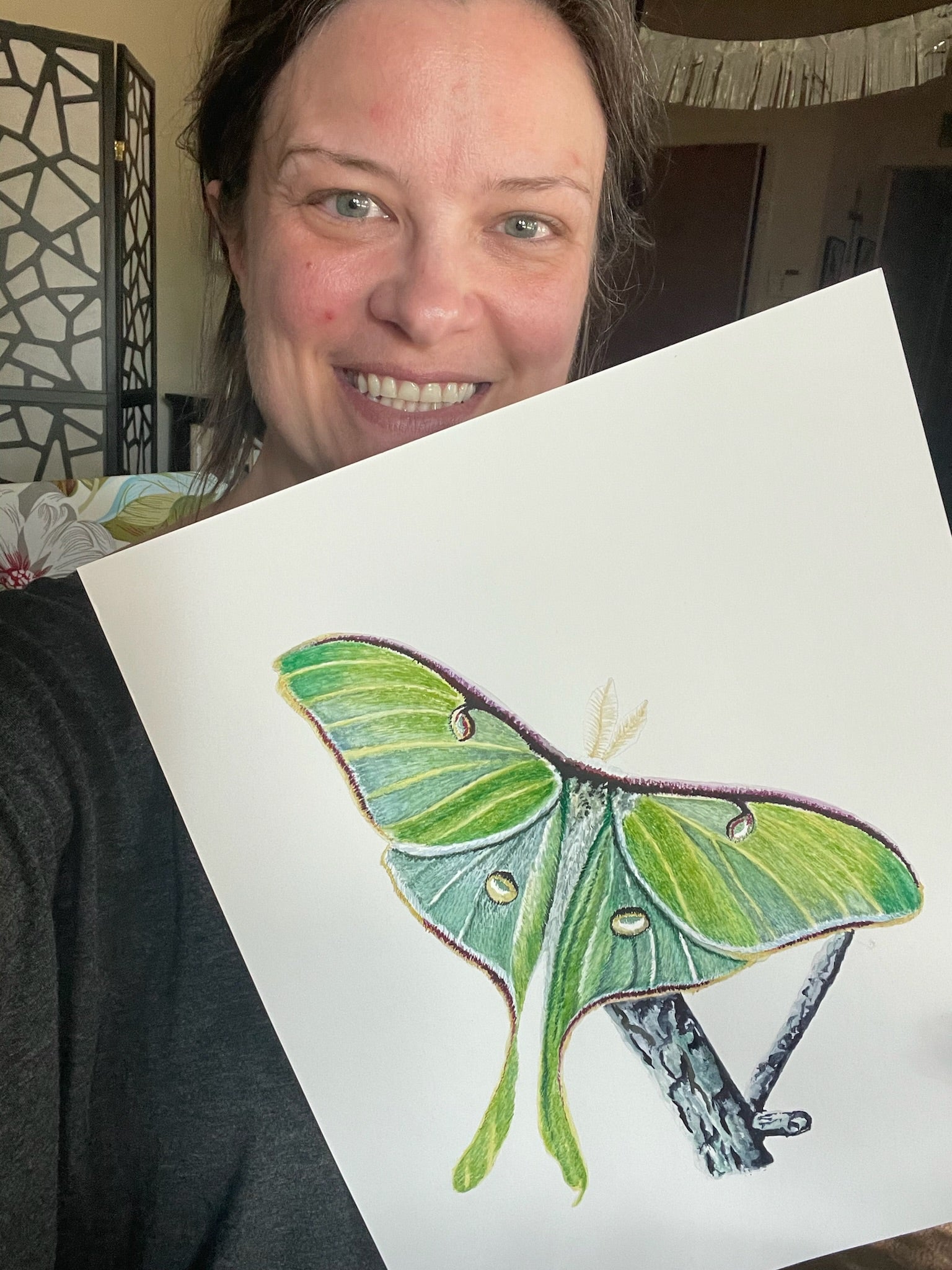 Luna Moth - Bird Art by KB - Original