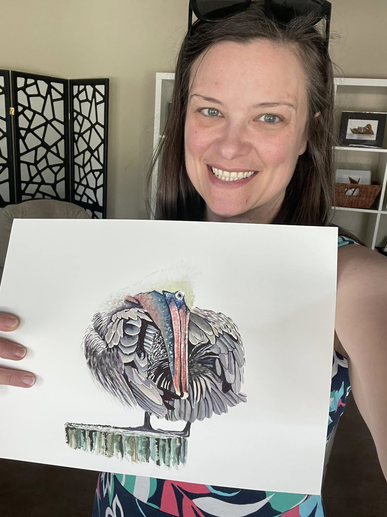 Brown Pelican - Bird Art by KB - Original