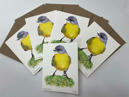 Eastern Yellow Robin - Bird Art by KB - Notecard Set