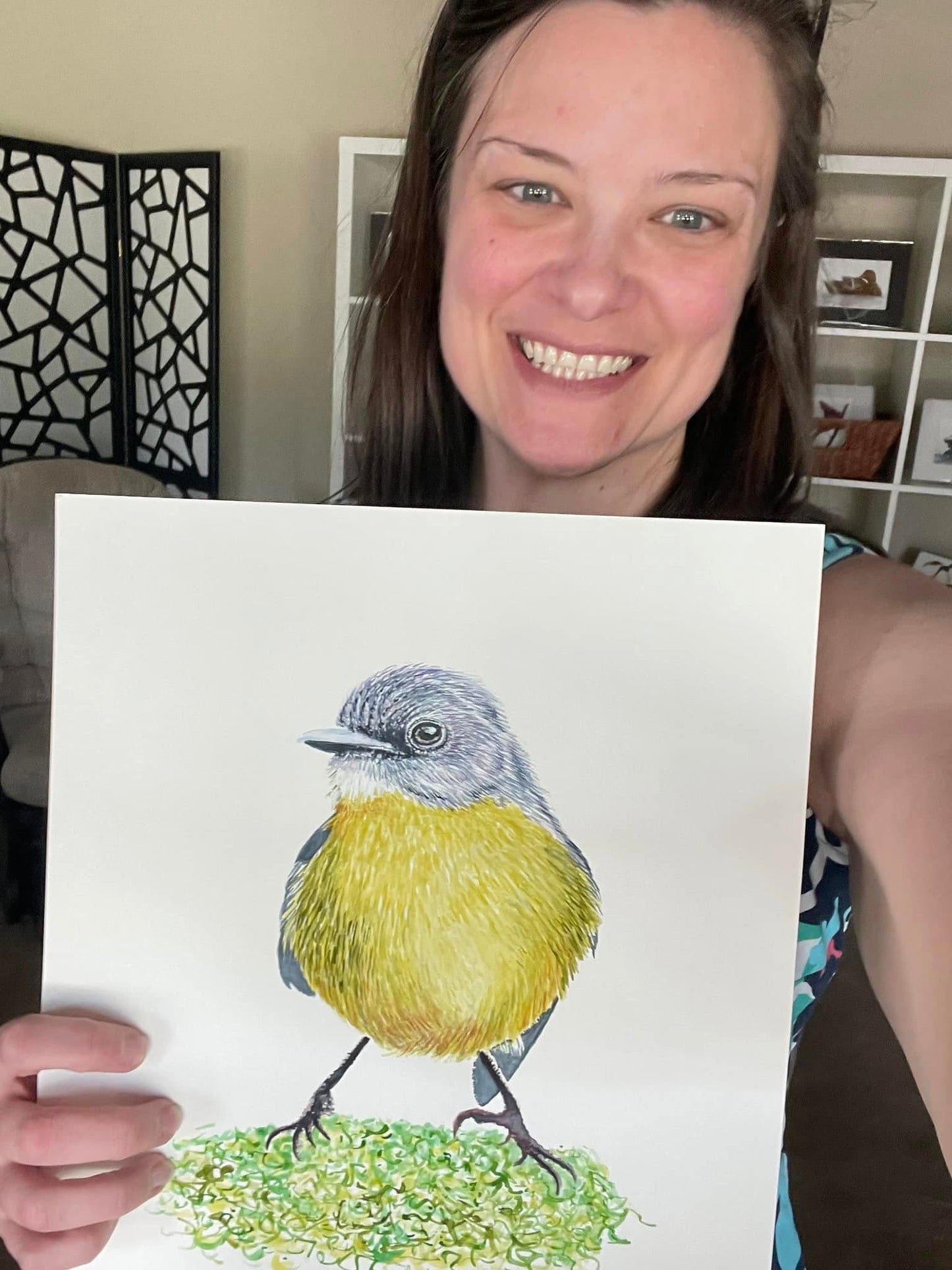 Eastern Yellow Robin - Bird Art by KB - Original