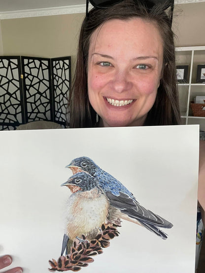 Barn Swallows - Bird Art by KB - Original