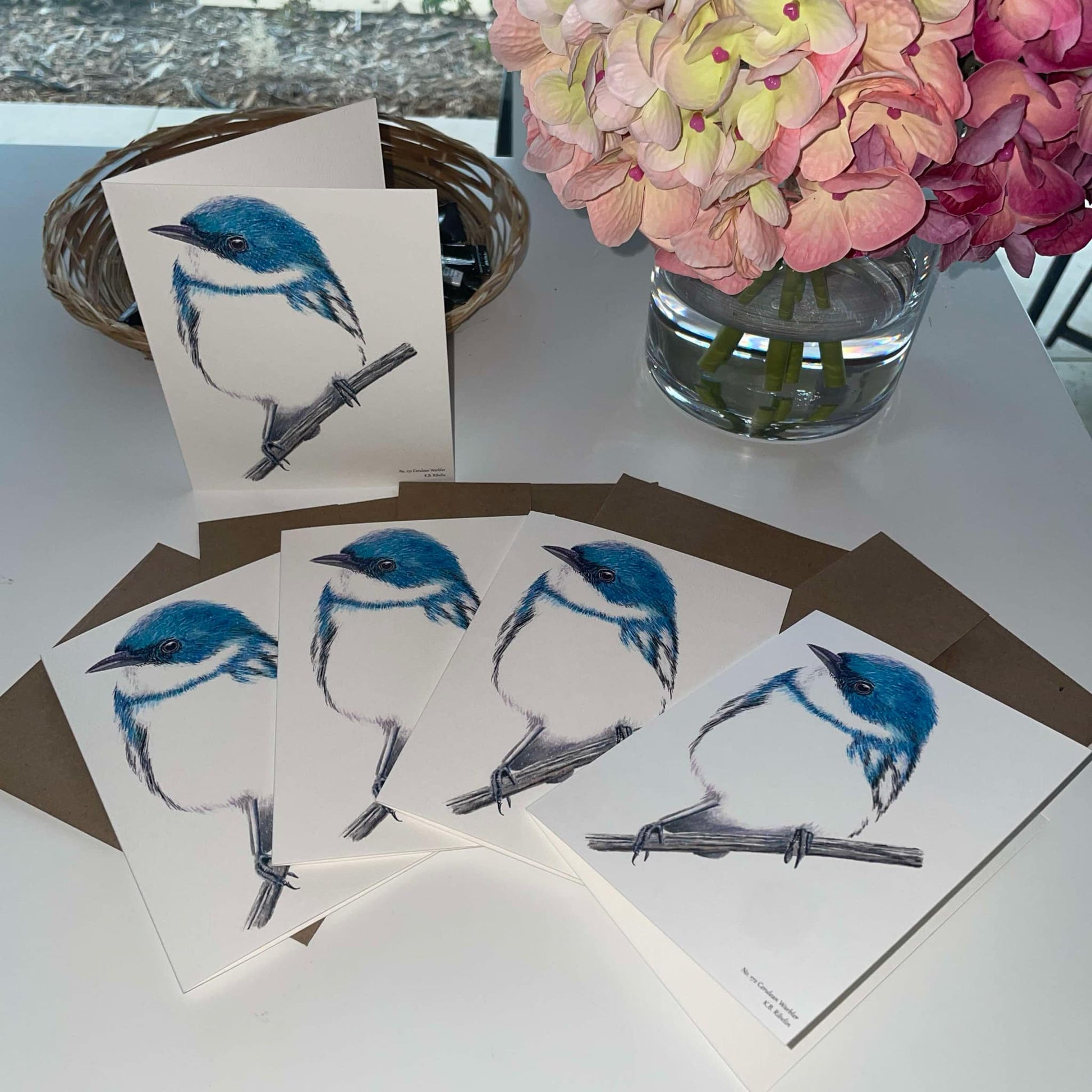 Cerulean Warbler - Bird Art by KB - Notecard Individual