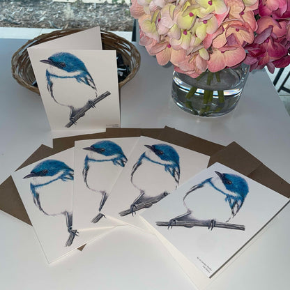 Cerulean Warbler - Bird Art by KB - Notecard Individual