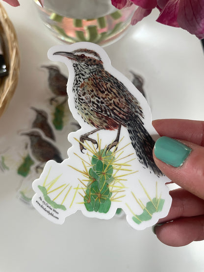 Cactus Wren - Bird Art by KB - Sticker