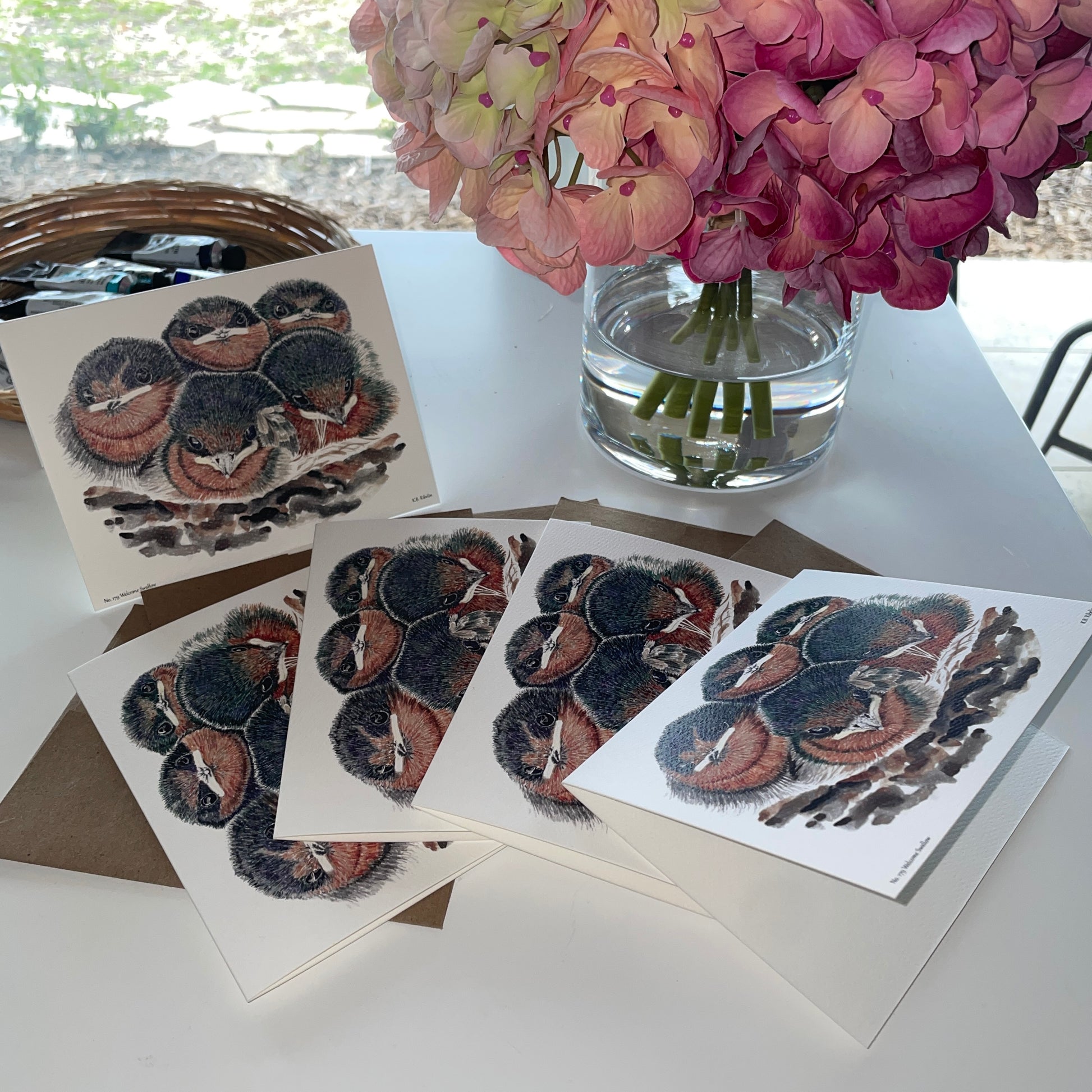 Welcome Swallows - Bird Art by KB - Notecard Set