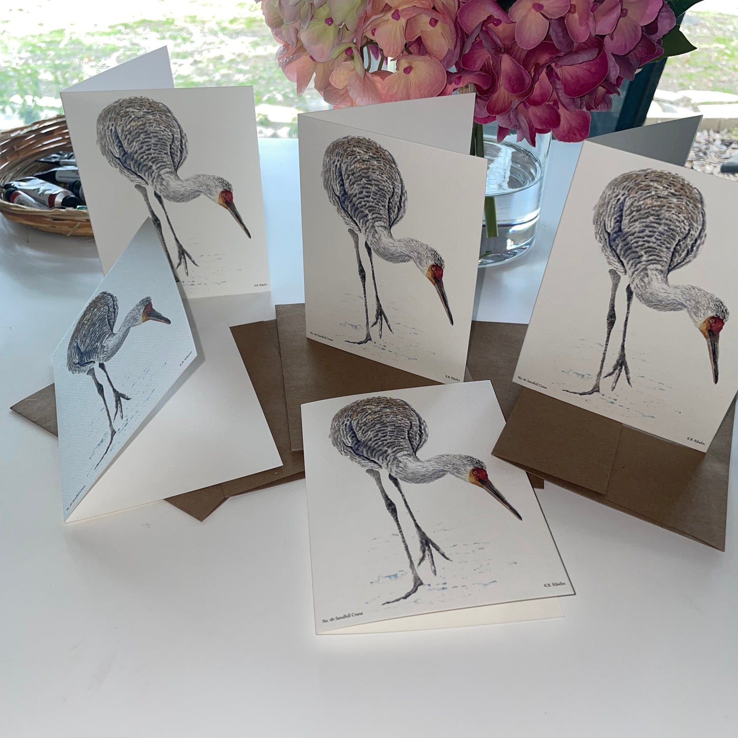 Sandhill Crane - Bird Art by KB - Notecard Set