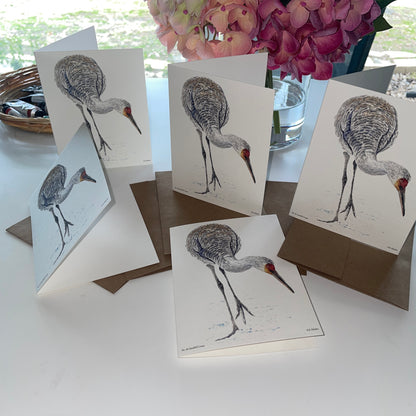 Sandhill Crane - Bird Art by KB - Notecard Set