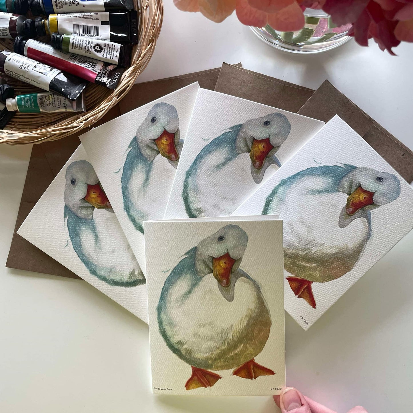 White Duck - Bird Art by KB - Notecard Individual