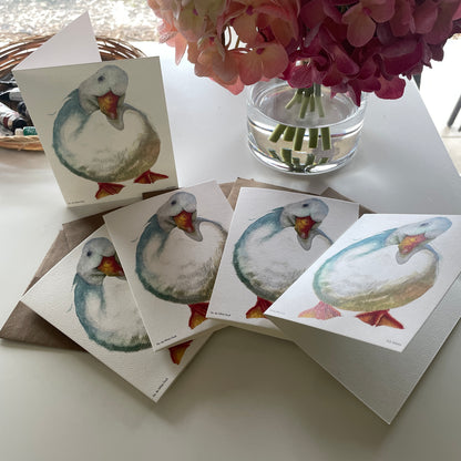 White Duck - Bird Art by KB - Notecard Set
