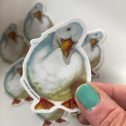 White Duck - Bird Art by KB - Sticker