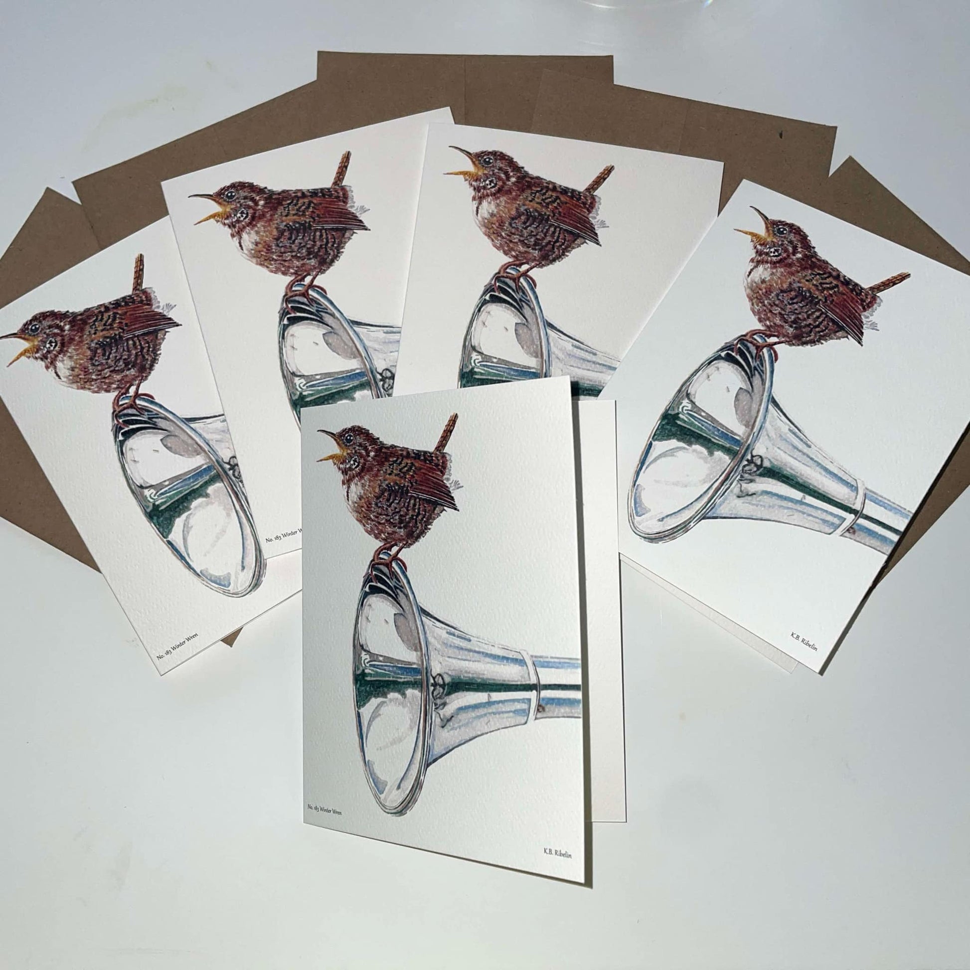 Winter Wren - Bird Art by KB - Notecard Individual