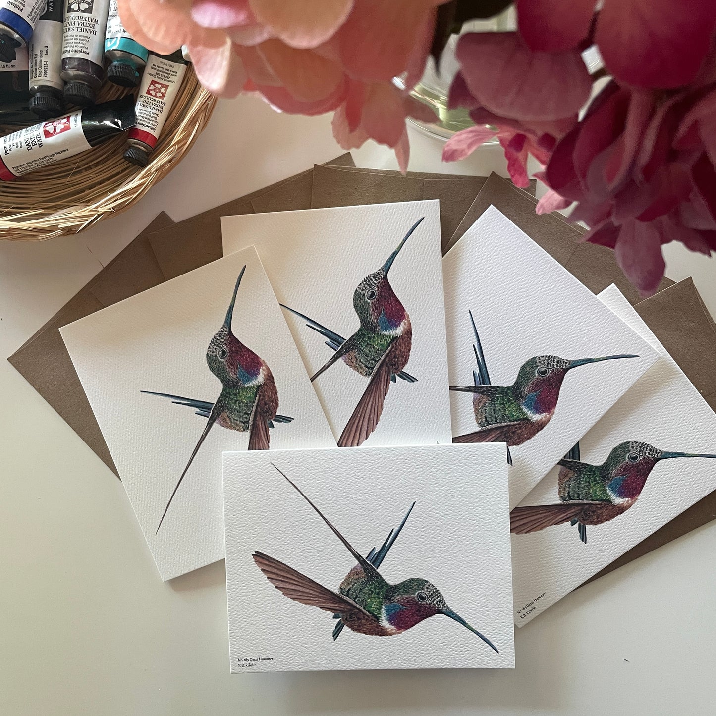 Oasis Hummer - Bird Art by KB - Notecard Set