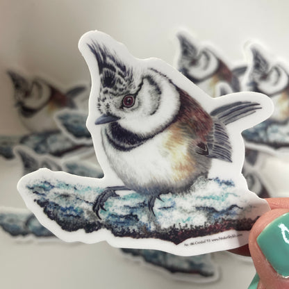 Crested Tit- Bird Art by KB - Sticker