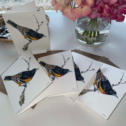 Baltimore Oriole - Bird Art by KB - Notecard Single