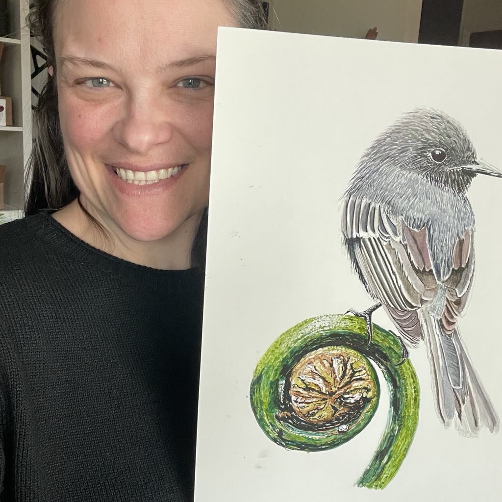 Black Phoebe - Bird Art by KB - Original
