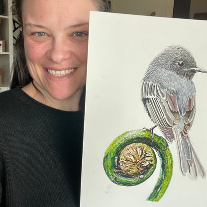 Black Phoebe - Bird Art by KB - Original