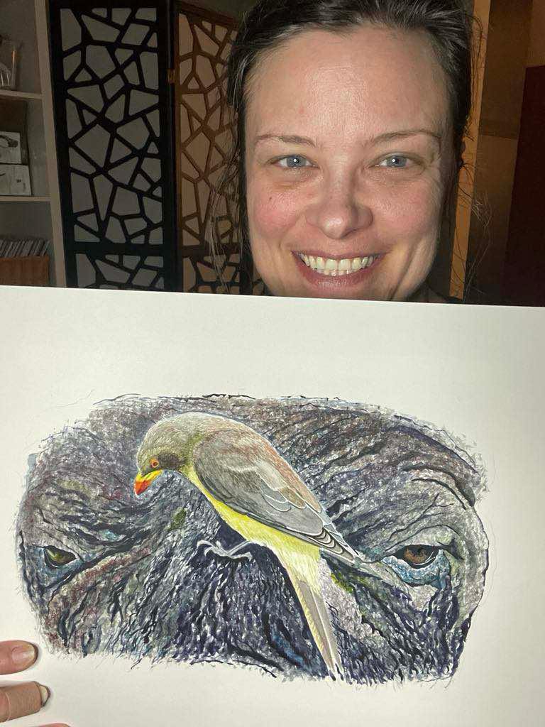 Yellow-billed Oxpecker - Bird Art by KB - Original