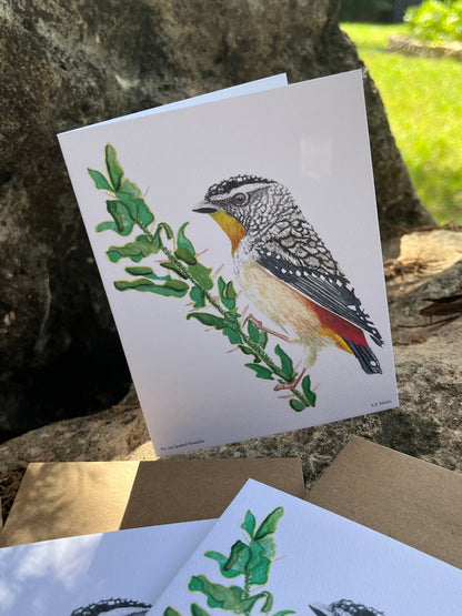 Spotted Paradolte - Bird Art by KB - Notecard