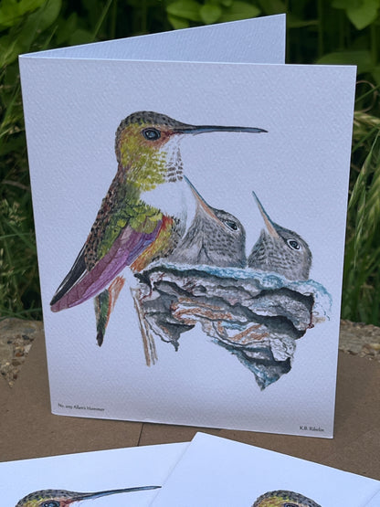Allen's Hummingbird - Bird Art by KB - Notecard