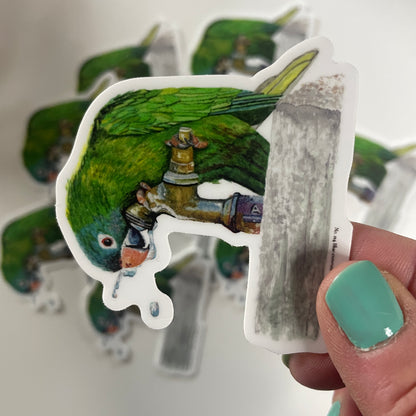 Blue-crowned Parakeet - Bird Art by KB - Sticker