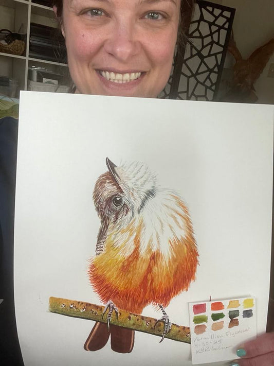 Vermillion Flycatcher - Bird Art by KB - Original
