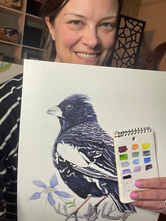 Lark Bunting - Bird Art by KB - Original