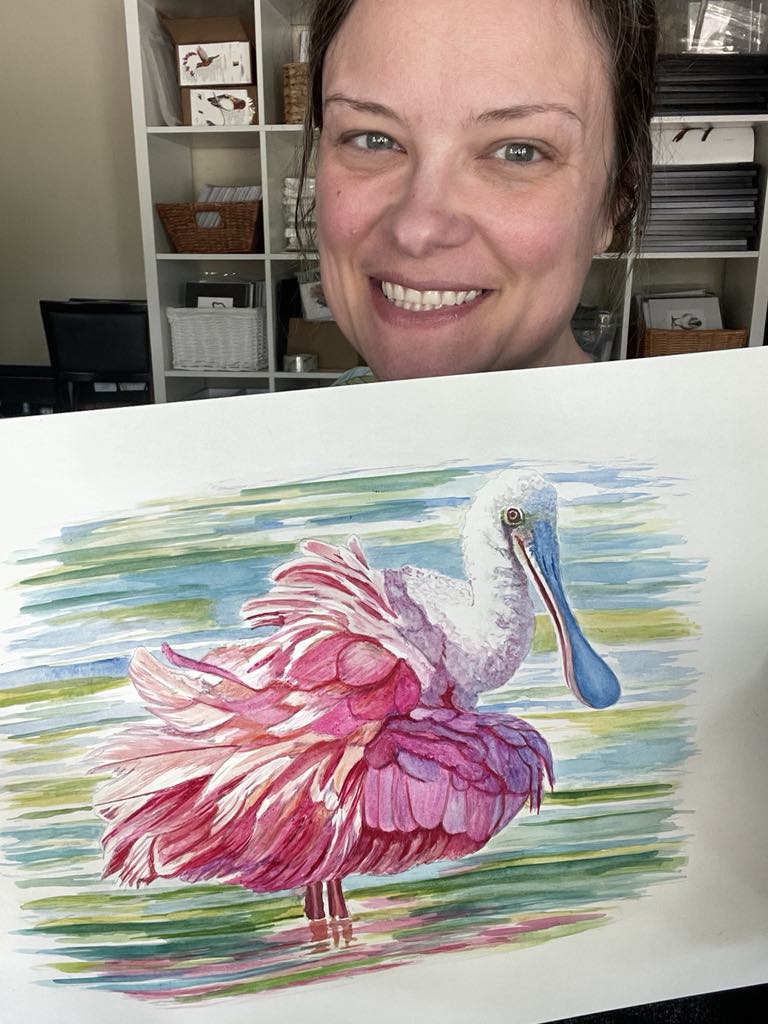 Roseate Spoonbill - Bird Art by KB - Original