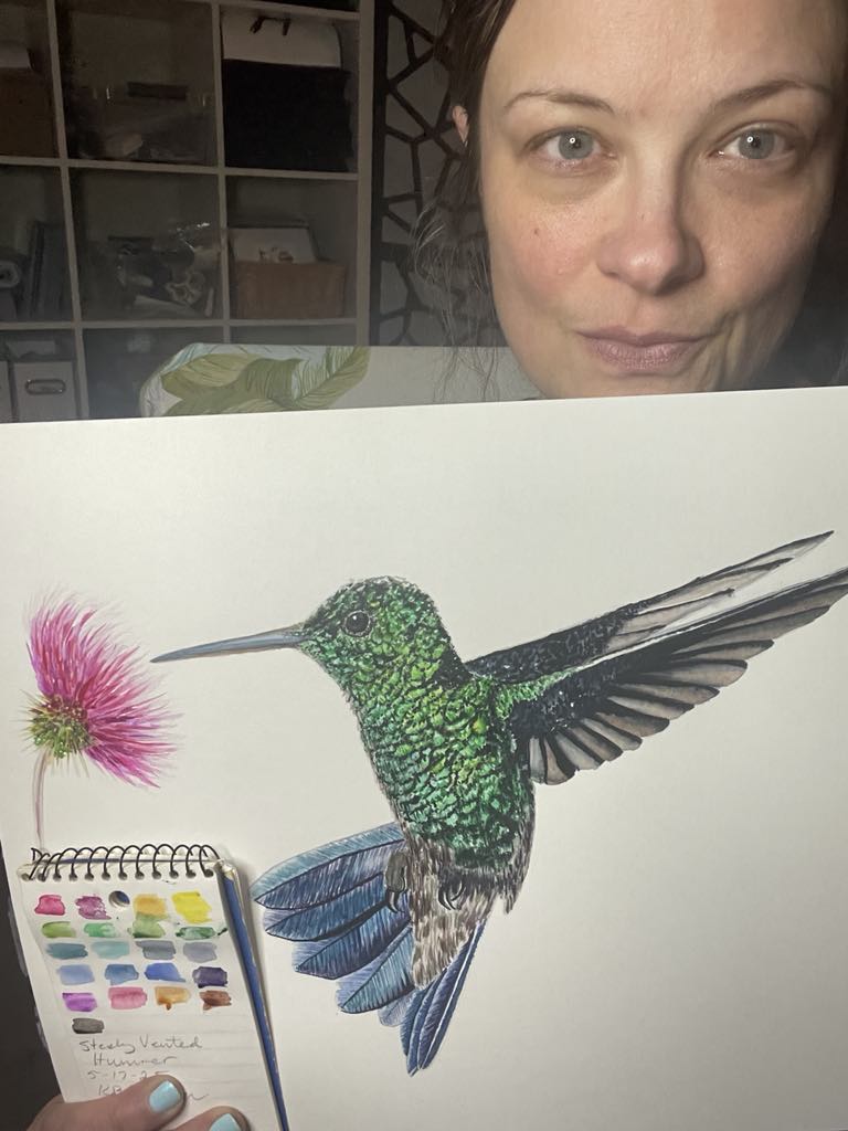 Steely Vented Hummer - Bird Art by KB - Original