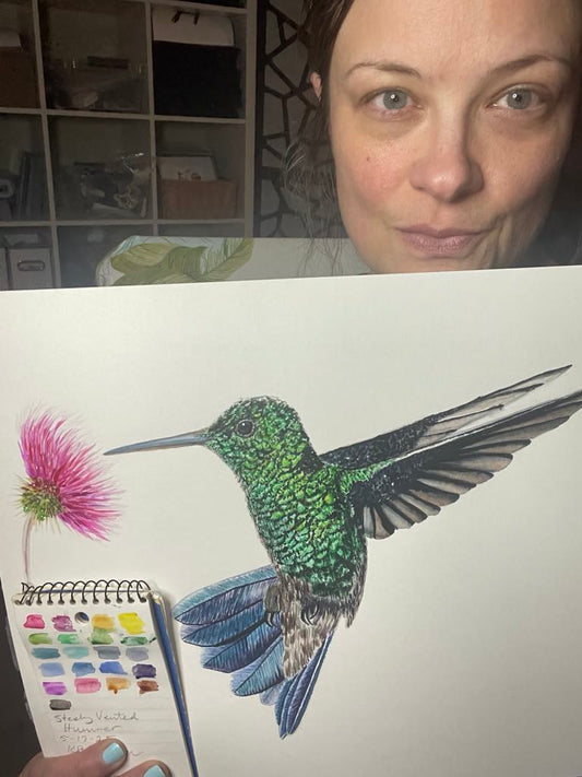 Steely Vented Hummer - Bird Art by KB - Original