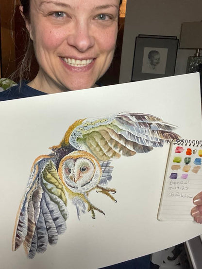 Barn Owl - Bird Art by KB - Original