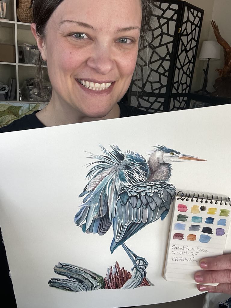 Great Blue Heron - Bird Art by KB - Original