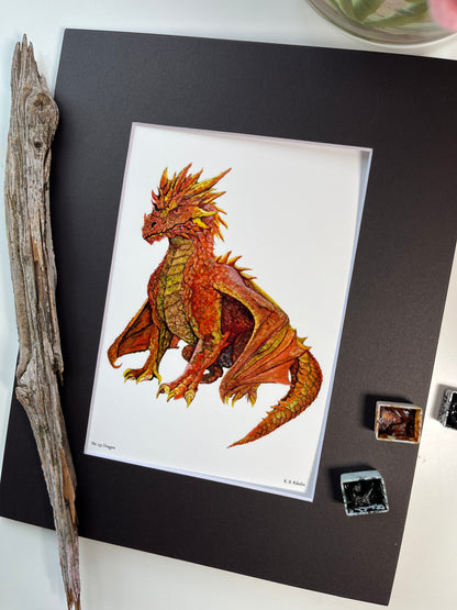 Dragon - Bird Art by KB - Giclee Print with Black Mat