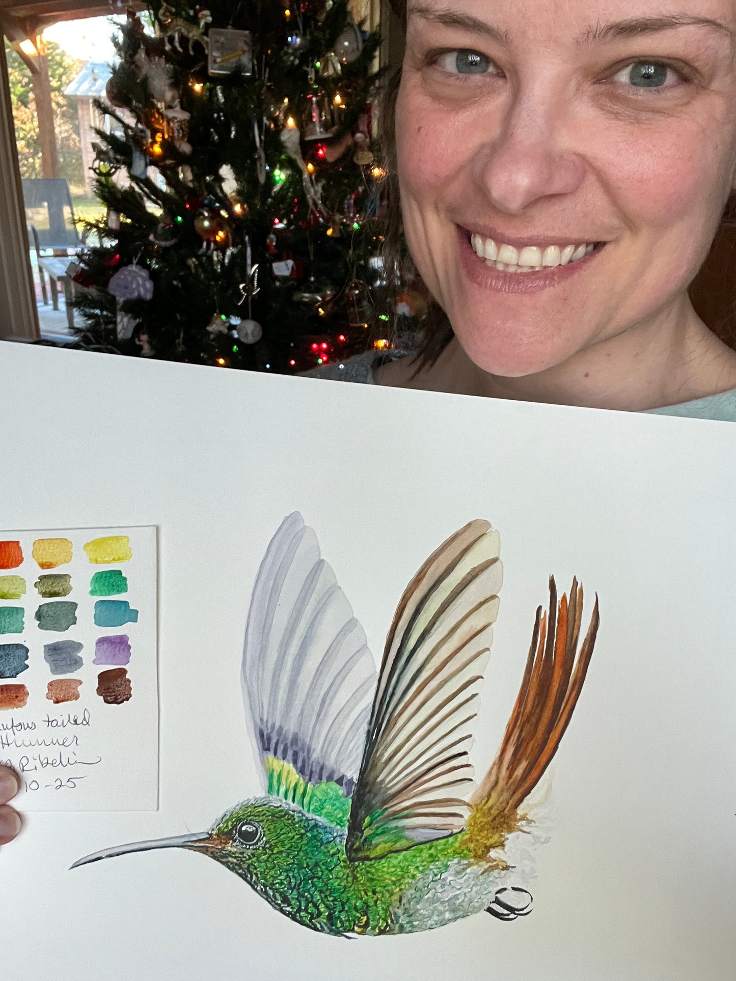Rufous-tailed Hummer - Bird Art by KB - Original