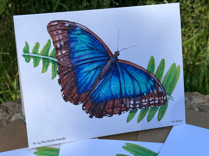 Blue Morpho - Bird Art by KB - Notecard