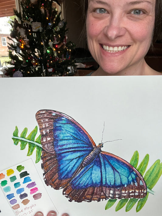Blue Morpho - Bird Art by KB - Original