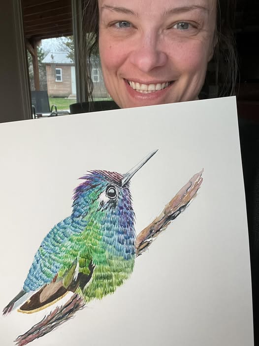 Violet-headed Hummingbird - Bird Art by KB - Original