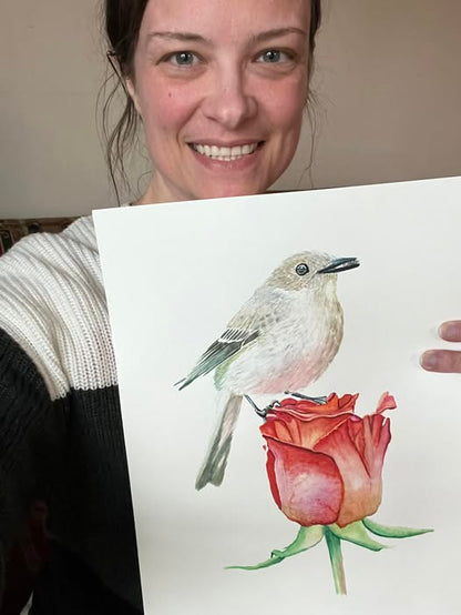 Pied Flycatcher - Bird Art by KB - Original